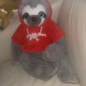 Gray and Red Sloth Stuffed Animal